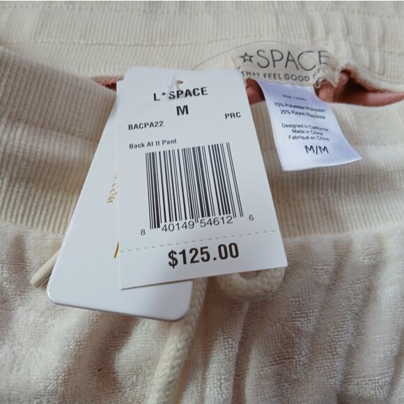 NWT - L*Space Back At It 2pc Set Sweatpants Sweatshirt Cream & Pink Size: M - Picture 4 of 11